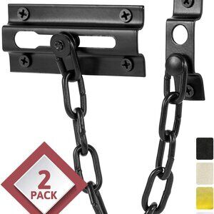 2 Pack Matte Black Door Chain Lock Heavy Duty Security Guard Latch